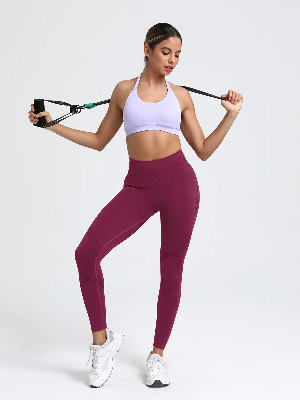 Seamless Striped Yoga Leggings Women Style High Waist Tummy Control Peach Hip Lifting Tight Gym Fitness Daily Workout Tights