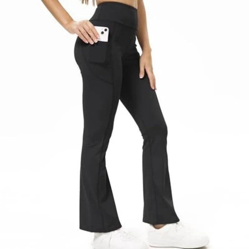 Micro Flared Side Pockets High Waisted Hip Lifting Yoga External Wear Abdominal Compression Naked Feeling Running Fitness Pants