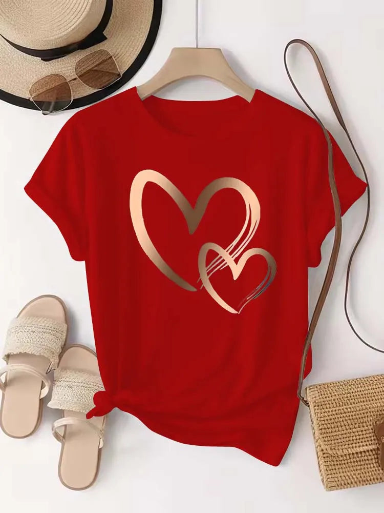 Women's Fashion Heart Printed T-shirt