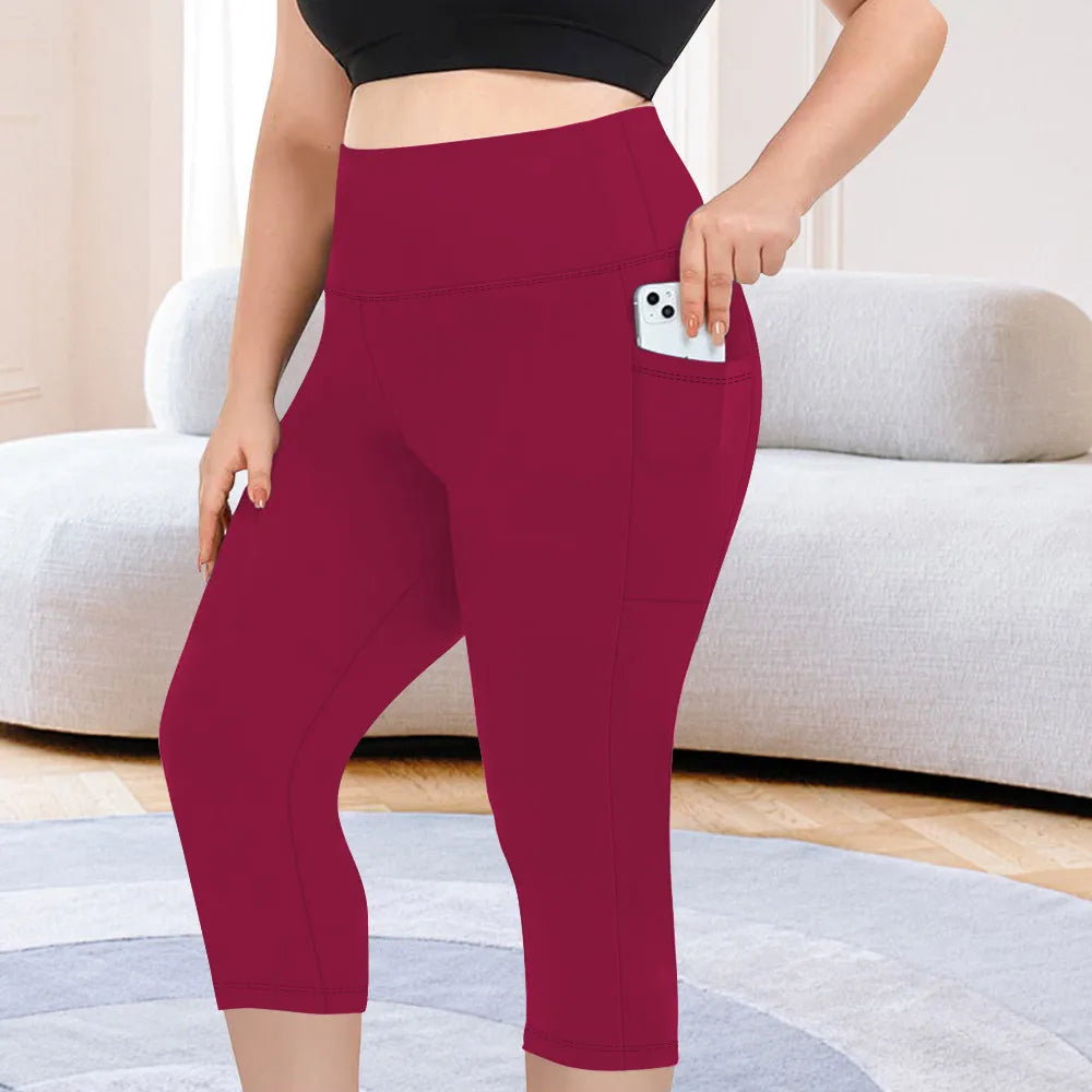 Women's Plus Size High-Waisted Leggings with Side Pockets