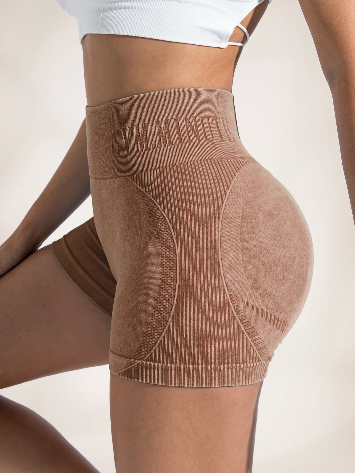 Women Sand Wash High Waist Tummy Control Butt Lifting High Stretch Slim Yoga Shorts Wear Outside Run Gym Workout Sports Pants