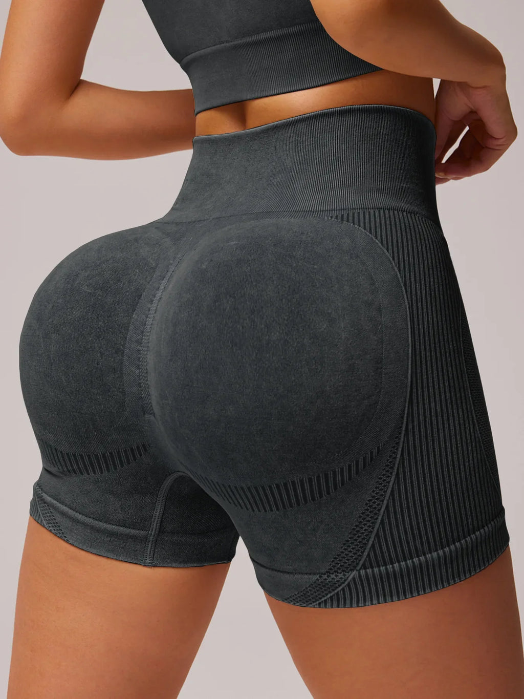 Women Sand Wash High Waist Tummy Control Butt Lifting High Stretch Slim Yoga Shorts Wear Outside Run Gym Workout Sports Pants