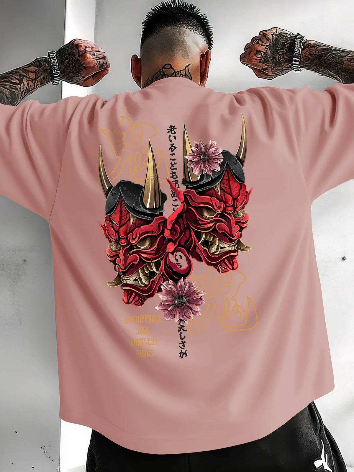 Japanese Devilish Face Print T-shirt