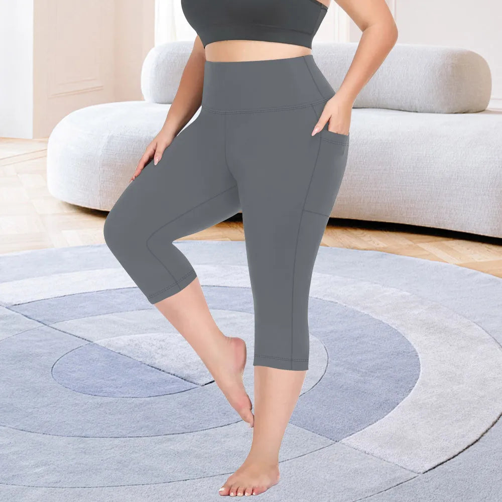 Women's Plus Size High-Waisted Leggings with Side Pockets