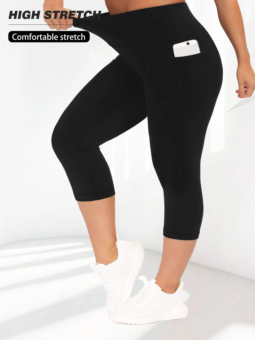 Women's Plus Size High-Waisted Leggings with Side Pockets
