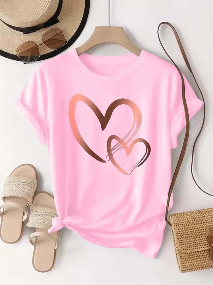 Women's Fashion Heart Printed T-shirt