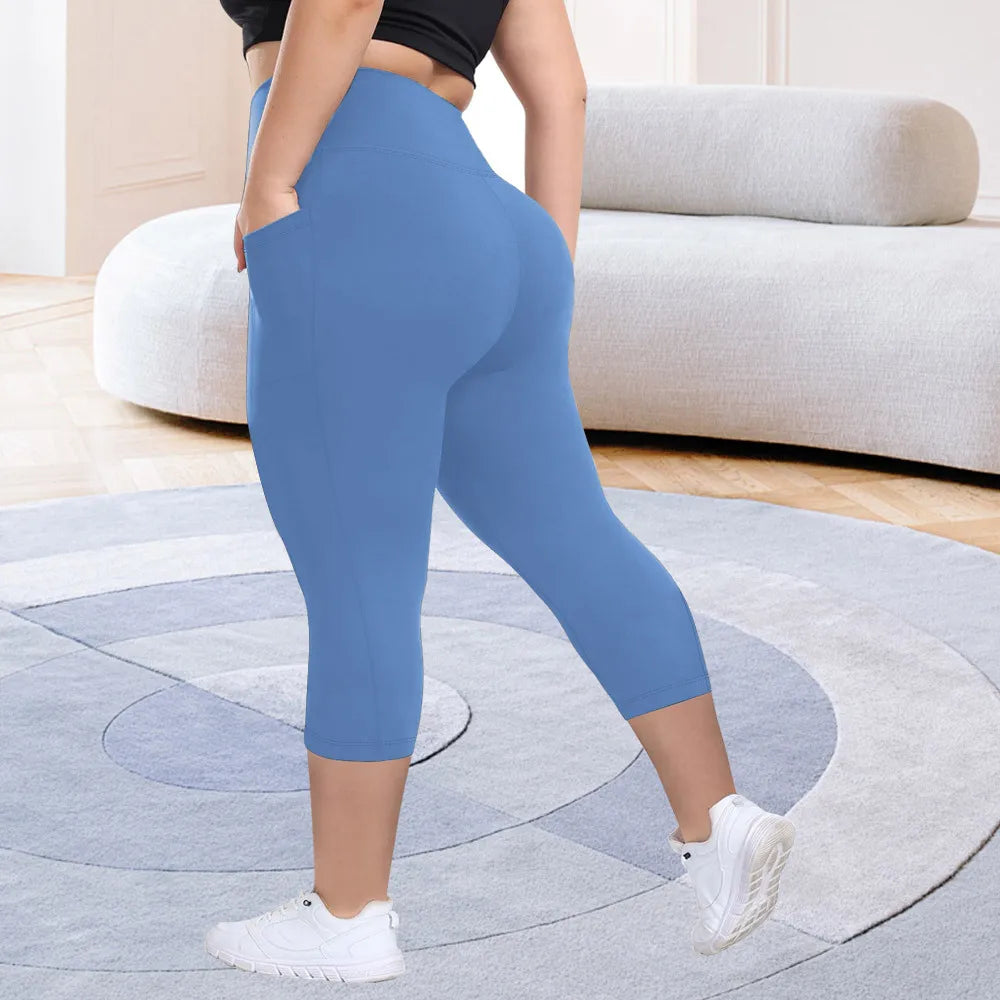 Women's Plus Size High-Waisted Leggings with Side Pockets