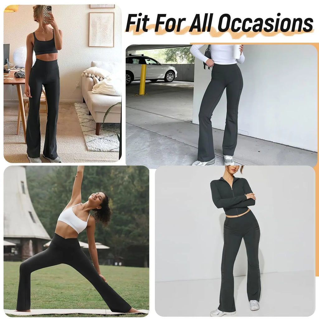 Micro Flared Side Pockets High Waisted Hip Lifting Yoga External Wear Abdominal Compression Naked Feeling Running Fitness Pants