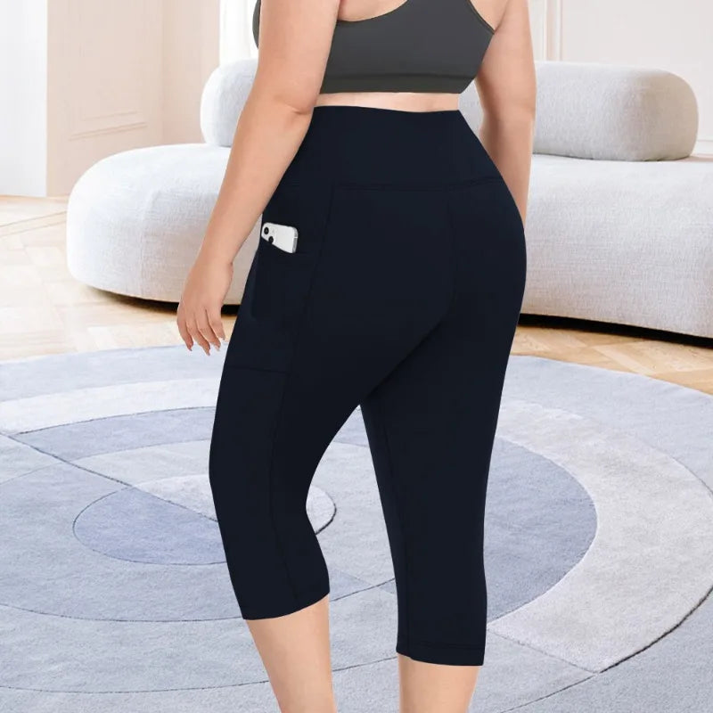 Women's Plus Size High-Waisted Leggings with Side Pockets