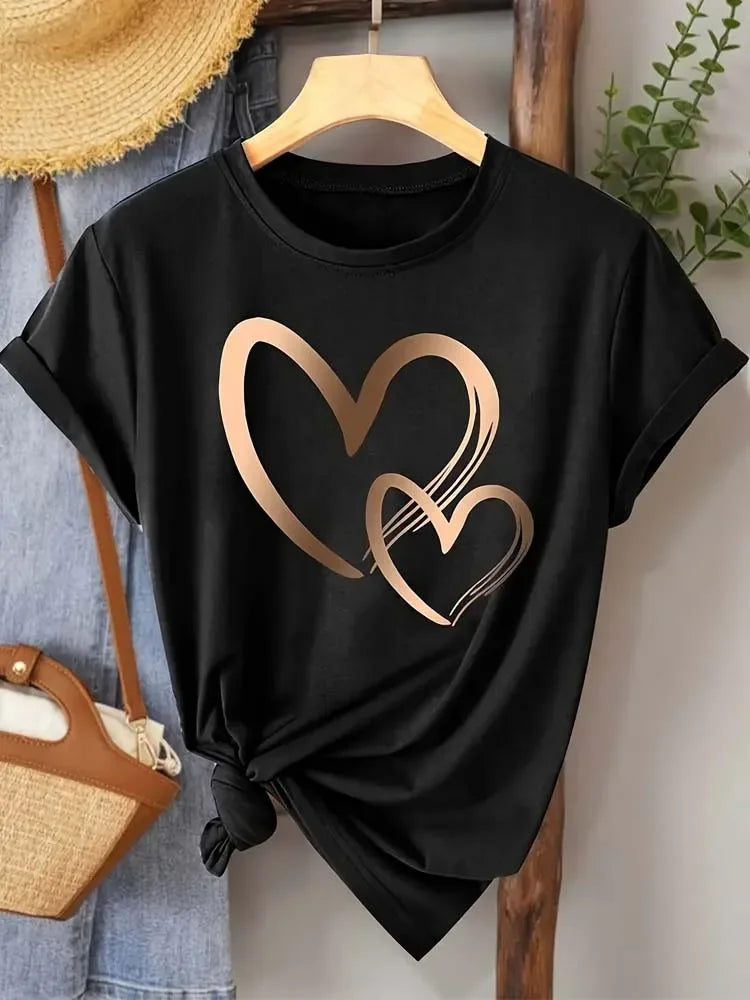 Women's Fashion Heart Printed T-shirt