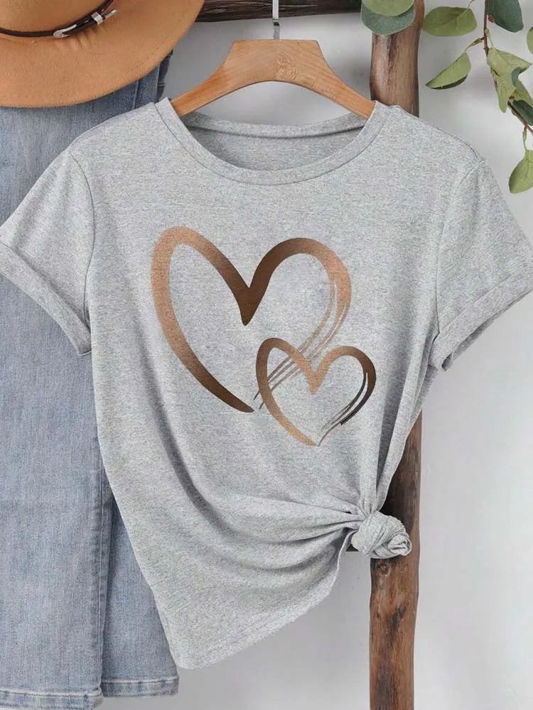 Women's Fashion Heart Printed T-shirt