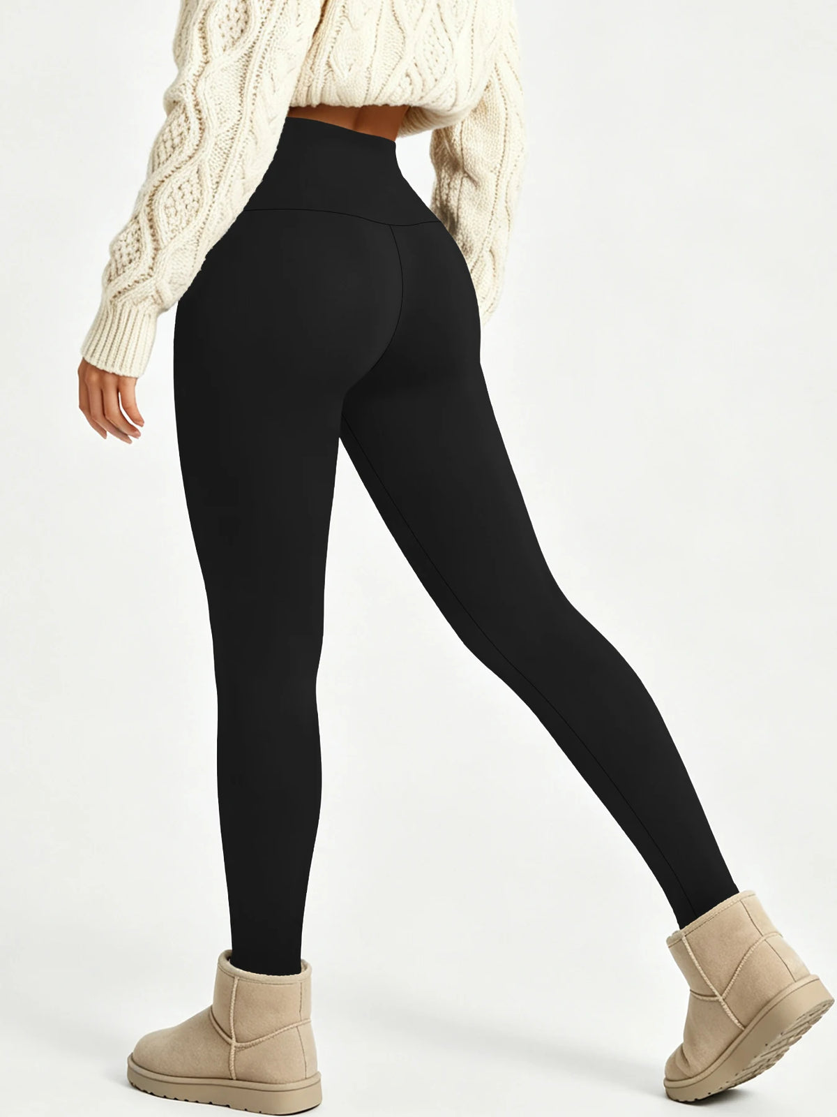 High Waisted Fleece-Lined Leggings for Women Thick Soft Tummy Control Workout Running Yoga Thermal Warm Pants for Cold Winter