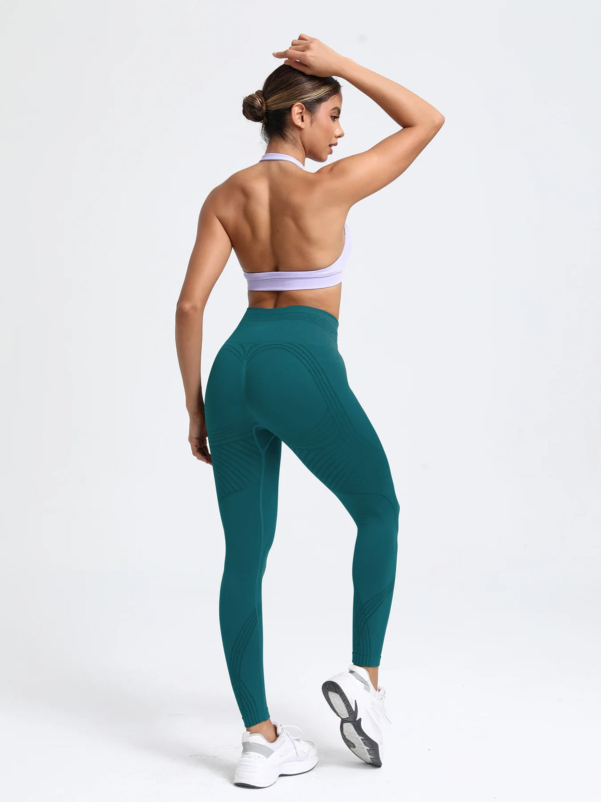 Seamless Striped Yoga Leggings Women Style High Waist Tummy Control Peach Hip Lifting Tight Gym Fitness Daily Workout Tights