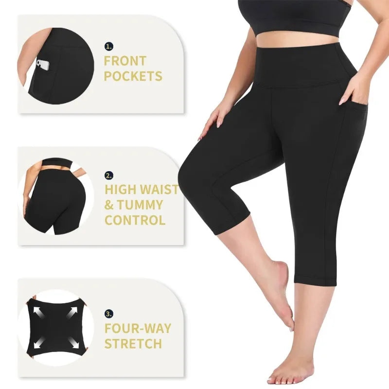 Women's Plus Size High-Waisted Leggings with Side Pockets