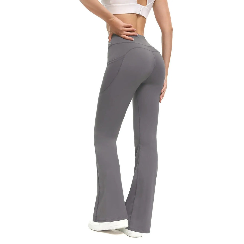 Micro Flared Side Pockets High Waisted Hip Lifting Yoga External Wear Abdominal Compression Naked Feeling Running Fitness Pants