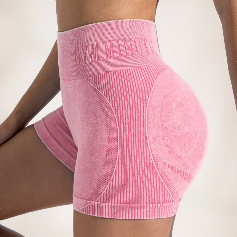Women Sand Wash High Waist Tummy Control Butt Lifting High Stretch Slim Yoga Shorts Wear Outside Run Gym Workout Sports Pants