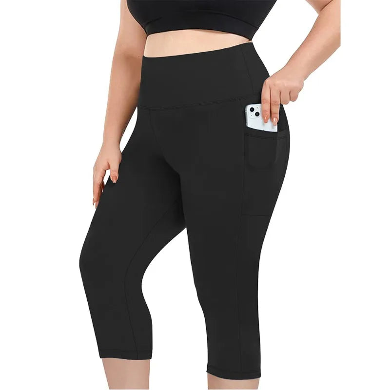 Women's Plus Size High-Waisted Leggings with Side Pockets