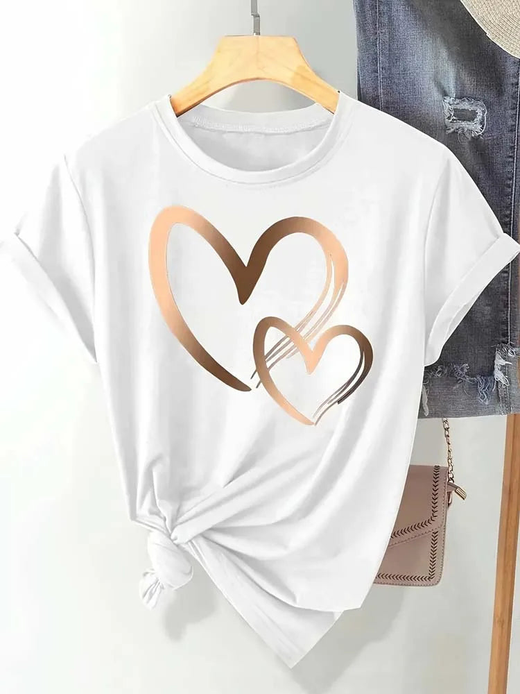 Women's Fashion Heart Printed T-shirt