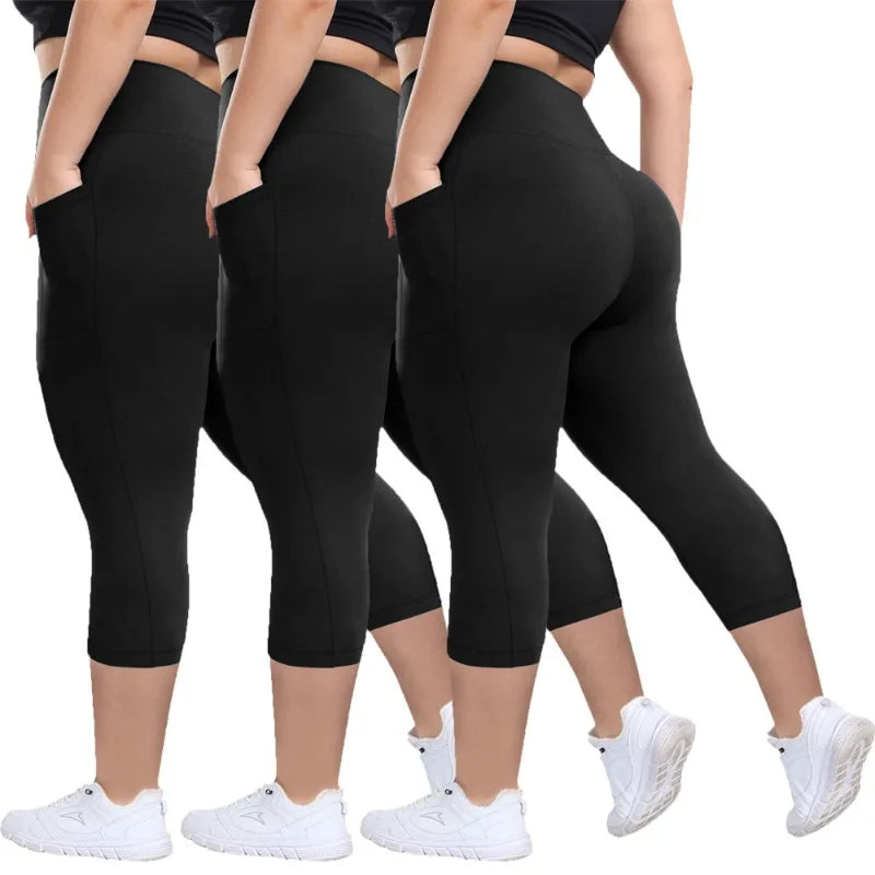 Women's Plus Size High-Waisted Leggings with Side Pockets