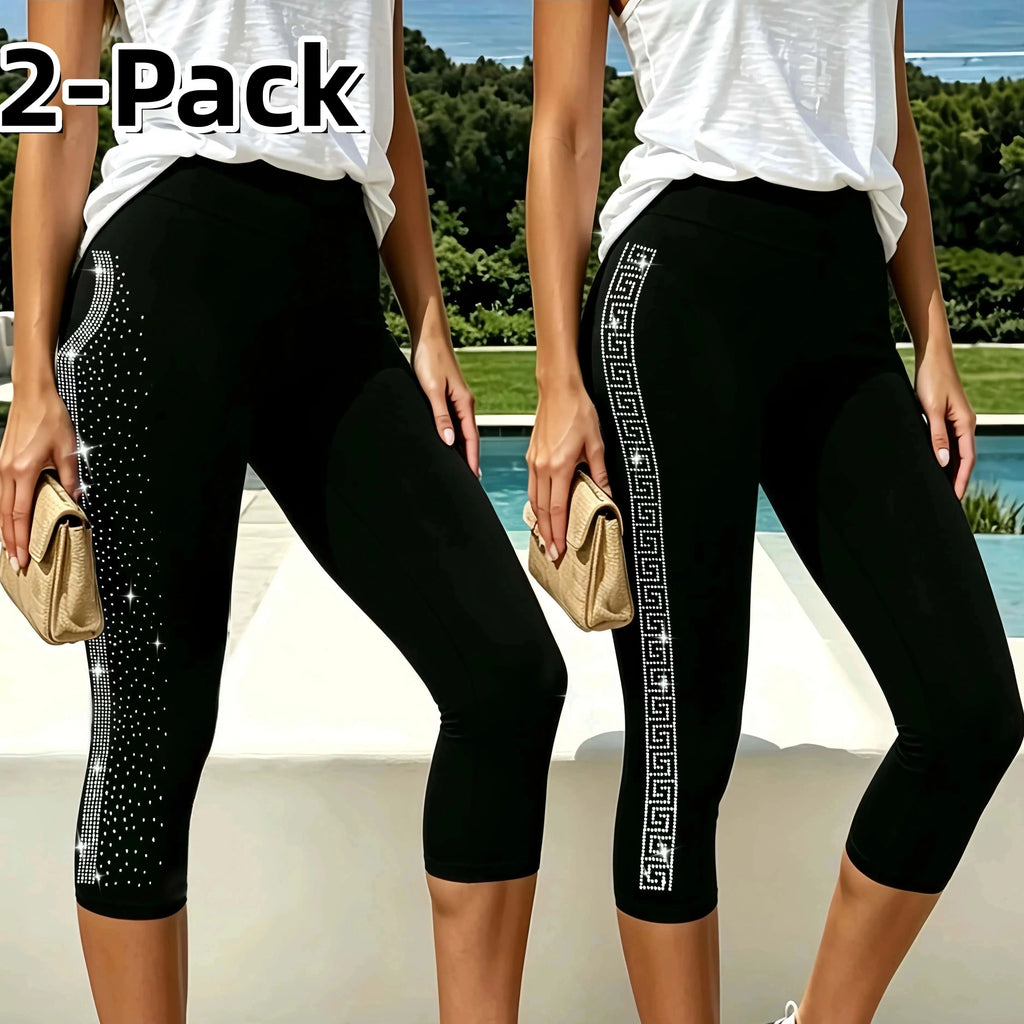 2 Pack Women's Sparkly Rhinestone Leggings