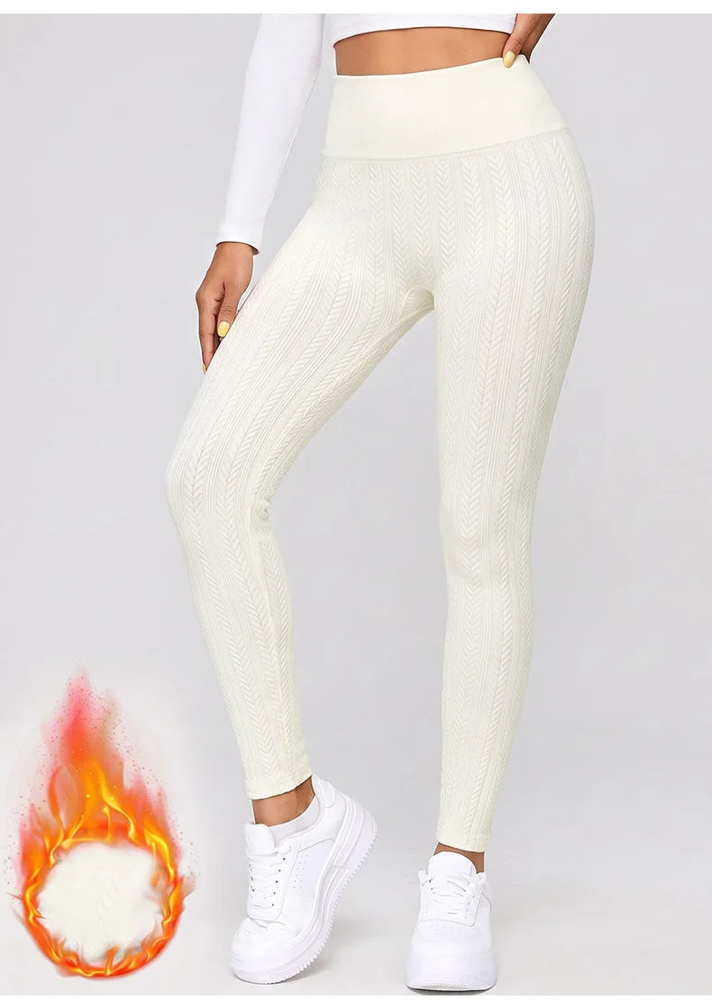 Fleece Lined Thermal Seamless Leggings Women Autumn Winter High Waist Hip Lifting Pants Outdoor Sports Yoga Running Fitness Wear
