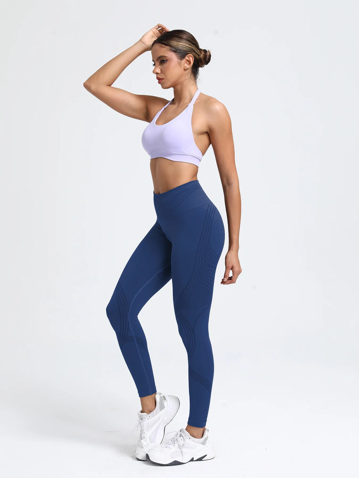 Seamless Striped Yoga Leggings Women Style High Waist Tummy Control Peach Hip Lifting Tight Gym Fitness Daily Workout Tights