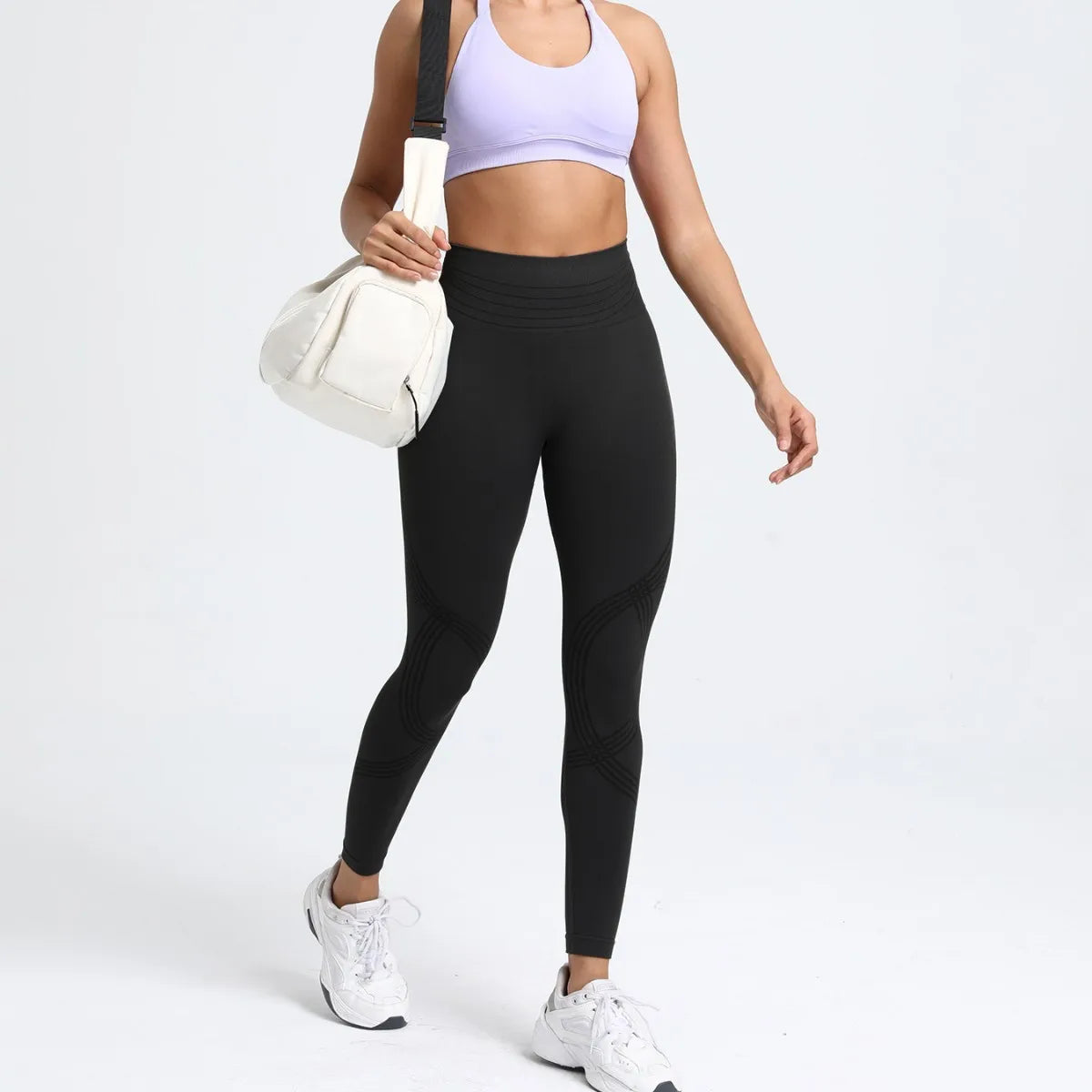 Seamless Striped Yoga Leggings Women Style High Waist Tummy Control Peach Hip Lifting Tight Gym Fitness Daily Workout Tights