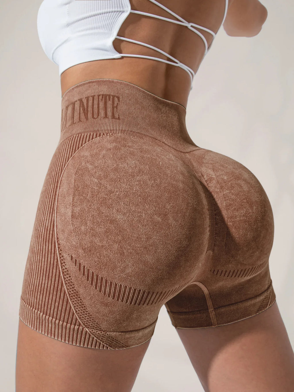 Women Sand Wash High Waist Tummy Control Butt Lifting High Stretch Slim Yoga Shorts Wear Outside Run Gym Workout Sports Pants