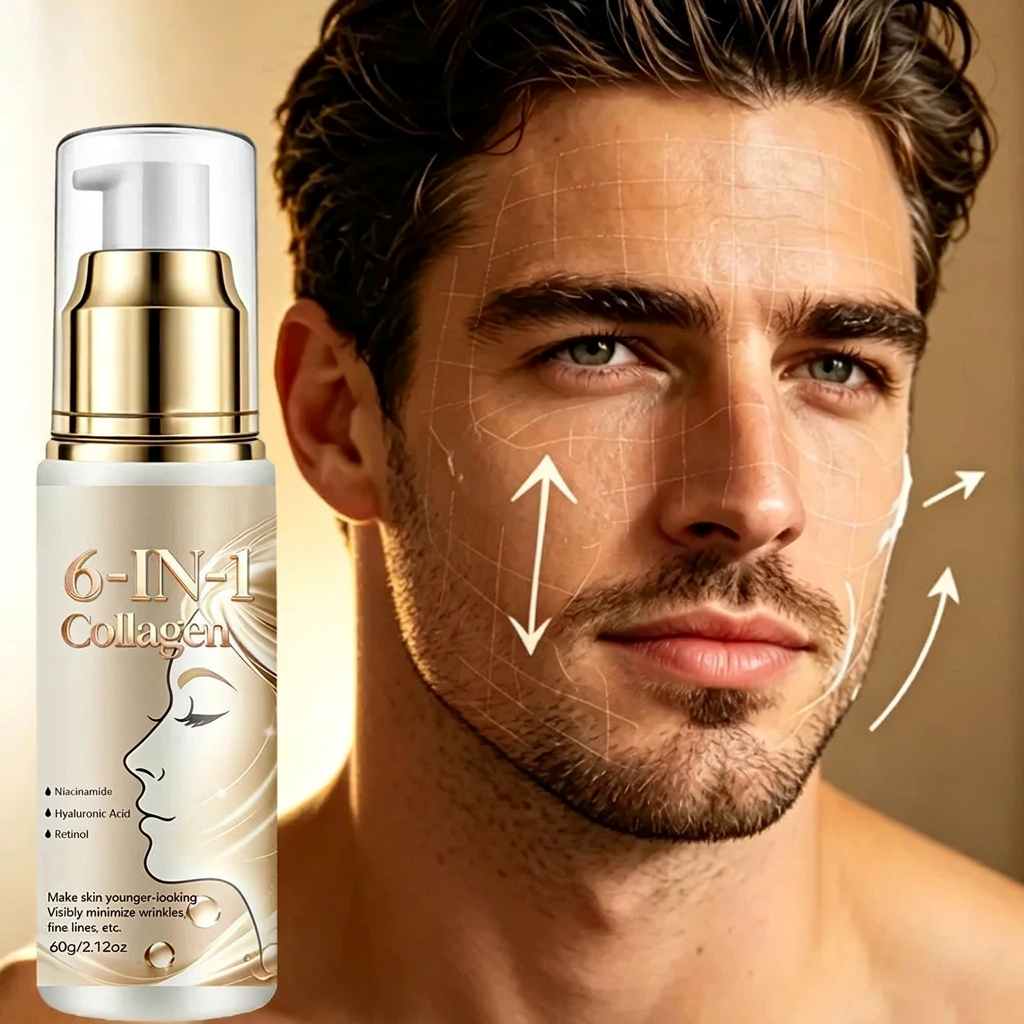 Collagen cream with male model