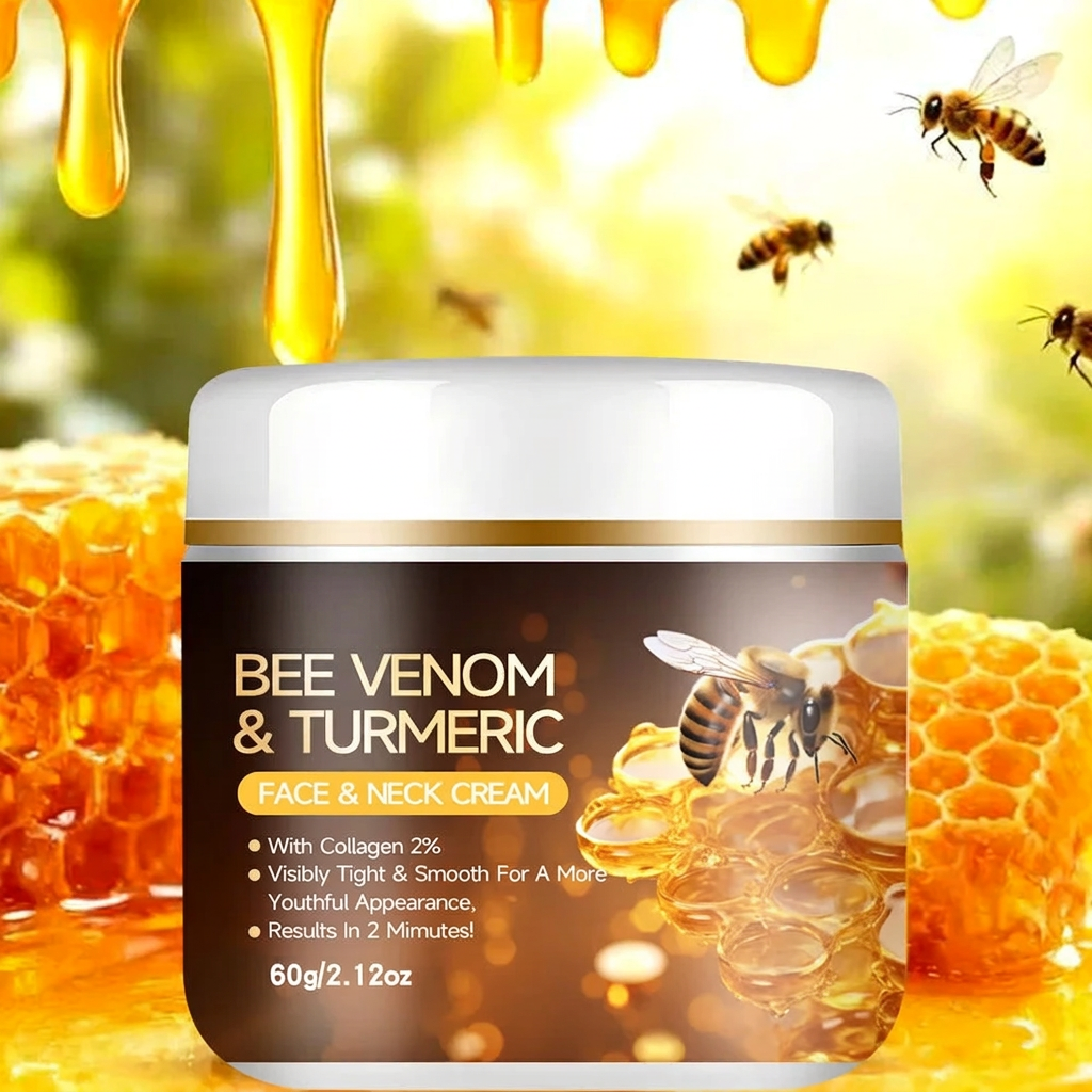 Cream with honeycomb and bees
